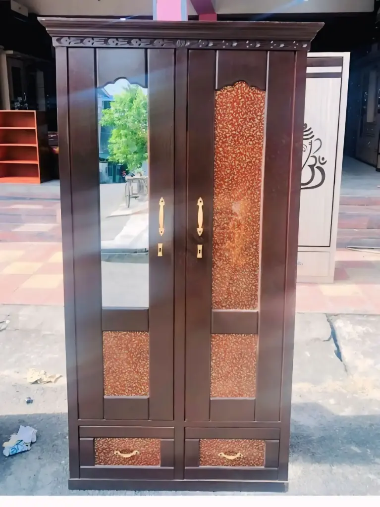 Wooden wardrobe with mirror 